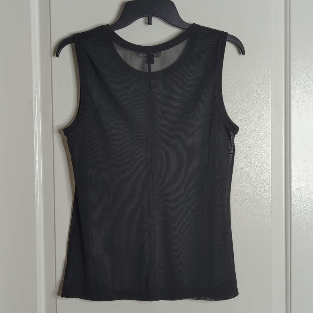 Saks 5th Ave New York Black Label Women's M Sleeveless Black Sheer Tank Top - Picture 5 of 9